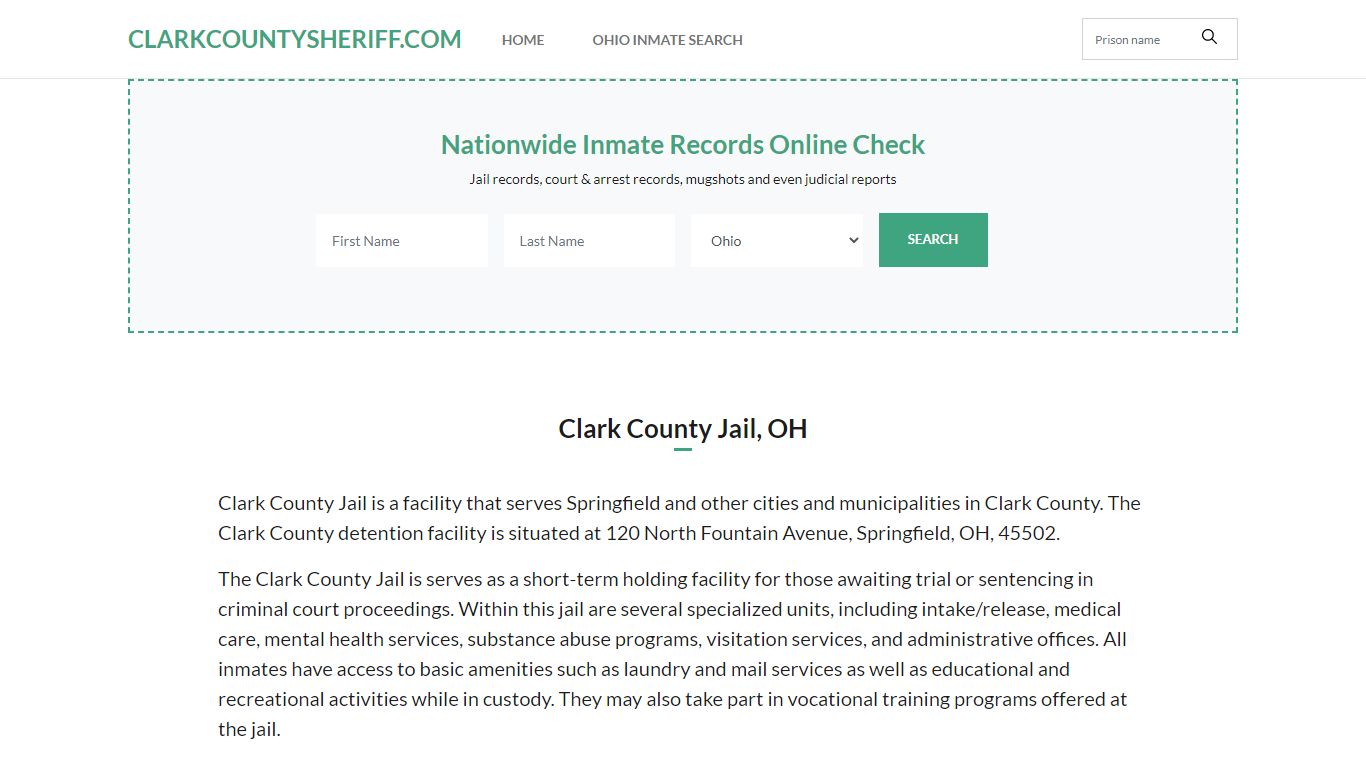 Clark County Jail, OH, Inmate Search, Clark County Sheriff's Office